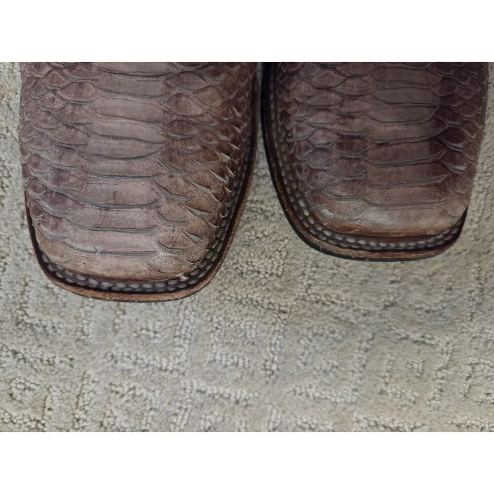 Dan Post Boots Ka Python Print Western Size 12 Tan Light Brown Leather Upper